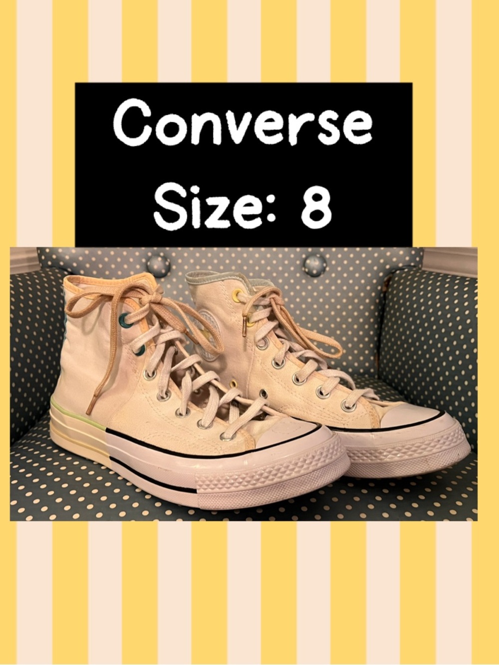 Converse High Top Sneakers in Cream and Black Trim
